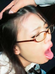 Hot secretary Ibuki services her boss and gets cum on glasses